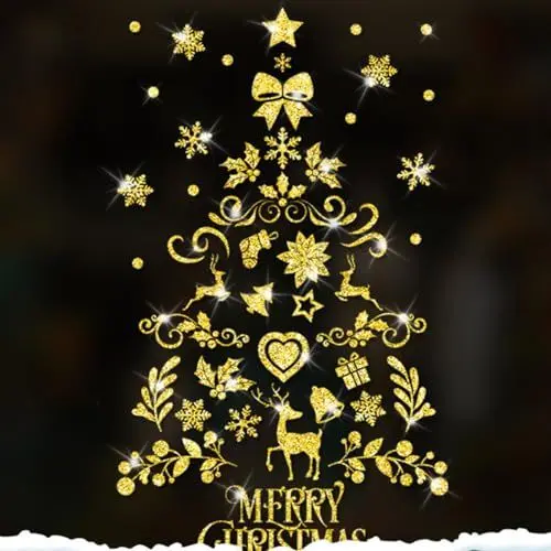 Produktbild: Fensterbilder Weihnachten Selbstklebend Fenstersticker Fensteraufkleber WindowSticker Selbstklebend Abnehmbare Fensterdeko Schneeflocke Weihnachtsbilder Fenster Glas WeihnachtsdekoAufkleber