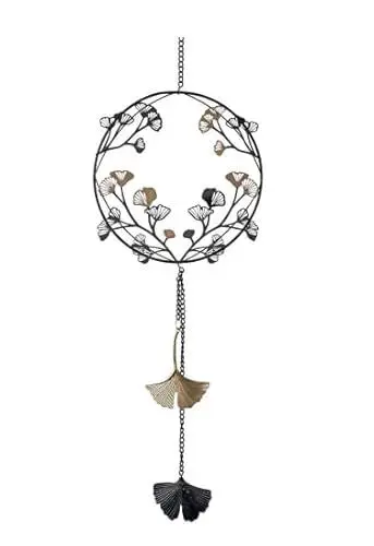 Produktbild: Fensterdekoration Ginkgoblat - Deko Fensterhänger - Hängedeko für Fenster - Wintergarten - Metall 18 cm Durchmesser - schwarz Gold