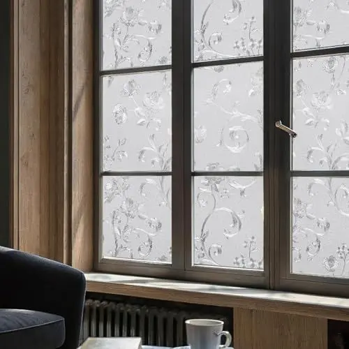 Produktbild: Fensterfolie Blickdicht Selbsthaftend Fensterfolie Sichtschutzfolie Dekorfolie Gute Privatsphäre Schutz für Badezimmer, Duschkabine Sowie Türen, Umkleide 44.5 x 200 cm