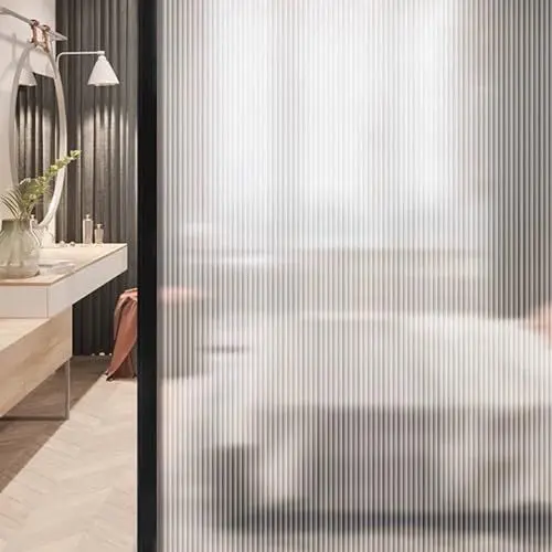 Produktbild: Fensterfolie Blickdicht Selbsthaftend Sichtschutzfolie Fenster Folie Sichtschutz Ohne Kleber Milchglasfolie Scheibenfolie für Bad Duschkabine Glastüren BüRo Wohnzimmer (30 * 200cm)