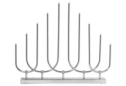 Produktbild: Fensterleuchter Novum von Star Trading, Kerzenständer mit 10 Glühbirnen E5 warmweiß, Weihnachtsdeko aus Metall in Chrom, Kabelschalter, Länge: 46 cm