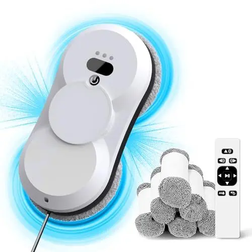 Produktbild: Fensterputzroboter Sophinique HC-18 Fensterputzer Elektrisch mit dualem Wasserspray, 6,2 cm Untra Thin fensterputzer Set, Geeignet für Fensterputzen. Fernbedienung（Weiß）