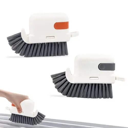 Produktbild: Fensterrillen Reinigungswerkzeug Reinigungsbürste Handbürste Badezimmer - Multifunktions Fliesenreinigung Scheuerbürste Schrubben Putzen Reinigen bürste für Küche Rollläden Jalousien Ecken, 2 Stück