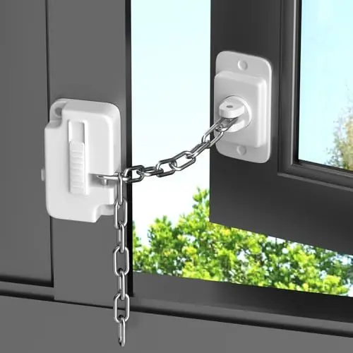 Produktbild: Fenstersicherung Kinder, Aosite 4 Stück Kühlschrank Schloss für UPVC, Fensterschloss mit Schlüssel, Türkette Ohne Bohren, Balkontür Sicherung Katzen, Adjustable Lock for Metal, Wooden, Sliding Door
