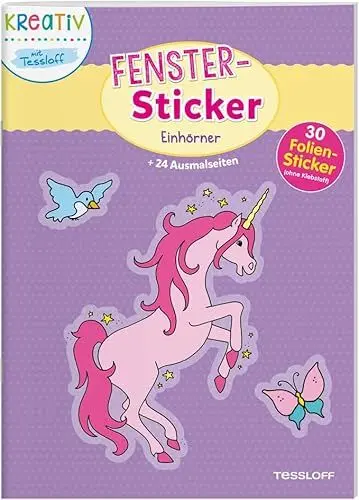 Produktbild: Fenster-Sticker. Einhörner. Mit 30 Folienstickern: Mit 30 Folienstickern + 24 Ausmalseiten
