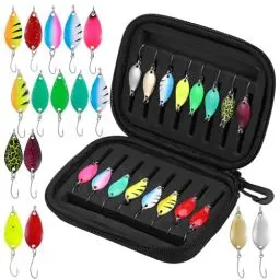 Produktbild: Fentar 16Stk Spoons Forelle, Mehrfarbige Forellenköder, 2.5g/3g/5g Kunstköder Spinner Angeln, Forellen Köder, Angelköder Set mit Aufbewahrungsbox, Praktische Angelzubehör Spoon Set für Barsch Forelle