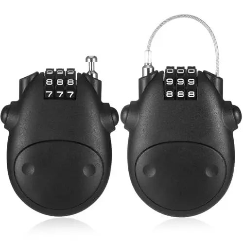 Produktbild: Fentar 2stk Kabelschloss Zahlenschloss, Wasserdichtes Fahrradschloss Klein, Tragbares Helmschloss, Rollerschloss, Fahrradschloss Leicht, 81cm Einziehbare Seilschloss für Helm Motorrad Scooter Koffer