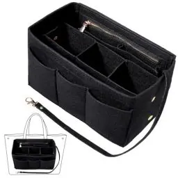 Produktbild: Fentar Handtaschen Organizer, Filz Taschenorganizer mit Mehrere Fächer, Organizer Tasche, Langlebig Taschenorganizer Shopper mit Reißverschluss, Innentaschen für Handtaschen (27x16x15cm, Schwarz)