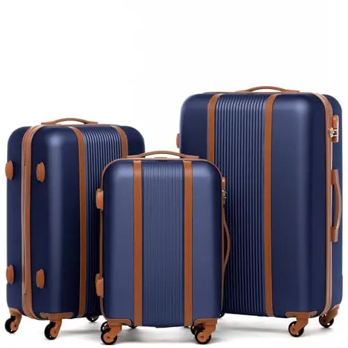 Produktbild: FERGÉ Kofferset 3 teilig Hartschale Milano Reisekoffer Trolley-Set (Handgepäck, L, XL) 3er Set Hartschalenkoffer Roll-Koffer 4 Rollen 100% ABS blau