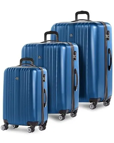 Produktbild: FERGÉ Kofferset 3 teilig Hartschale erweiterbar Toulouse Reisekoffer Trolley-Set (Handgepäck, L, XL) 3er Set Hartschalenkoffer Roll-Koffer 4 Rollen 100% ABS blau