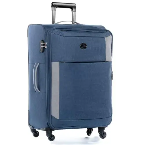 Produktbild: FERGÉ Weichschalen Koffer XL Saint-Tropez Trolley Stoff-Koffer 75 cm Stoffkoffer 4 Rollen Stretch-Flex grau