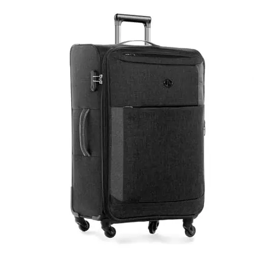 Produktbild: FERGÉ Weichschalen Koffer XL Saint-Tropez Trolley Stoff-Koffer 75 cm Stoffkoffer 4 Rollen Stretch-Flex schwarz