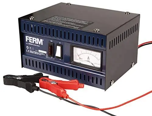 Produktbild: FERM Batterieladegerät 6/12V - Mit Startfunktion und EIN Set Batteriepolklemmen