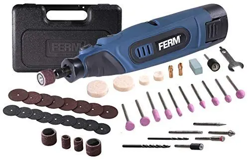 Produktbild: FERM Li-Ion Akku-Kombiwerkzeug - Rotierend - 12V - 1.5Ah - Mit 45-teiligen Zubehörset und solides Aufbewahrungskoffer