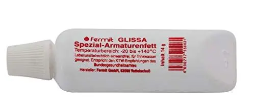Produktbild: Fermit (GLISSA Spezial-Armaturenfett) nach NSF-H 1 freigegeben und nach DIN 51502 des Bundesgesundheitsamtes (14 Gramm Tube)