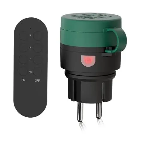 Produktbild: Fernbedienung Steckdose Wasserdicht, SURNICE Außensteckdosen mit drahtloser Fernbedienung, 10A/2300W Funkschalt Set | 1 Funksteckdosen + 1 Fern bedienung, Plug & Play