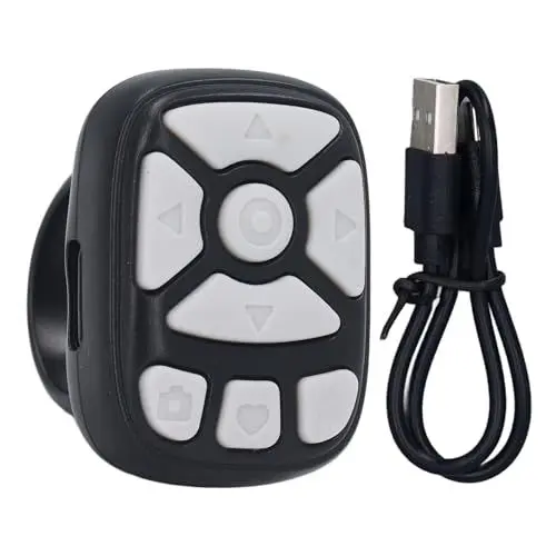 Produktbild: Fernbedienungs Seitenwender, Scrolling Ring für TIKTok, Kabelloser Kamera Fernauslöser, Scrolling Ringe, Wiederaufladbare Kamera Fernbedienung für Telefone, Tablets (Black)
