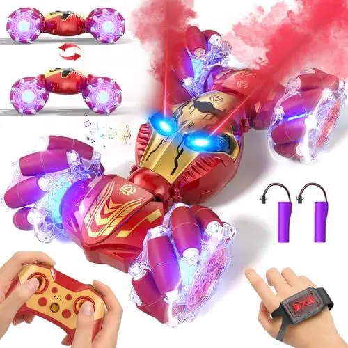 Produktbild: Ferngesteuertes Auto, Ferngesteuertes Auto ab 6 7 8 9 10 Jahre, 4WD RC Stunt Auto mit Handsteuerung, RC Drift Auto mit Cool LED Licht und Musik, Kinder Auto Spielzeug Geschenk ab 6-12 Jahre Junge