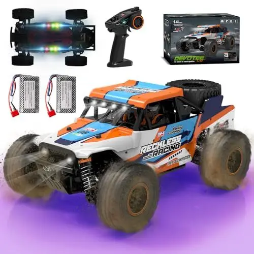 Produktbild: Ferngesteuertes Auto ab 10 Jahre, 32KM/H RC Auto Offroad mit 7 Farben Lichtern, 1/18 RC Monstertruck mit Ersatzreifen, 2.4GHz Monstertruck Ferngesteuert für Kinder Erwachsene, 4WD RTR All Terrain
