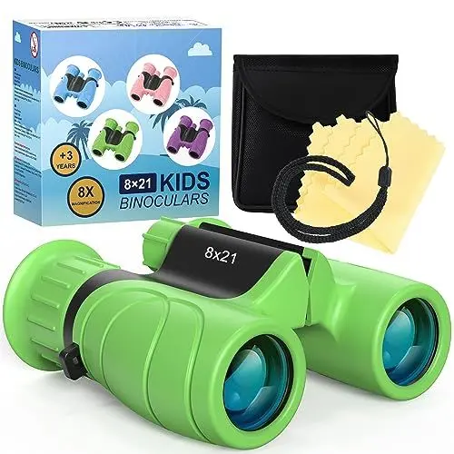 Produktbild: Kizplays® Fernglas für Kinder, 8x21 Starke Vergrößerung, HD Feldstecher Tasche, Vogelbeobachtung, Wandern, Sightseeing, Tierwelt Spielzeug für kleine Jungen Mädchen 4 5 6 7 8 Jahre Geburtstagsgeschenk