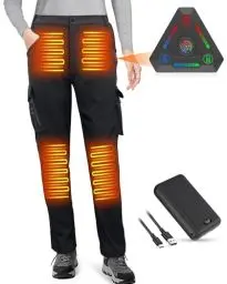 Produktbild: FERNIDA Heizhose für Damen, Softshell Heizhose mit 7,4-V-Akku Winterwarme Winddichte Outdoor Hose zum Wandern, Spazierengehen, Skifahren, Angeln und Arbeiten, 8 Beheizte Zonen, L