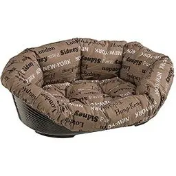 Produktbild: Ferplast Hundebett Hundesofa Katzenbett Hundematte Sofa '8 mit Waschbarem Gepolstertem Hundekissen, 85 x 62 x H 28,5 cm Braun