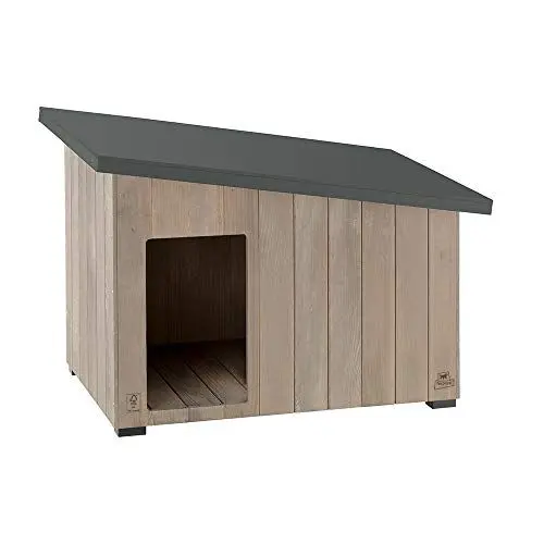 Produktbild: Ferplast Hundehütte kleine Hunde ARGO 80 aus FSC-Holz, Hundehaus Outdoor Wetterfest, Isolierende Kunststofffüße, 96 x 63 x h 67 cm.