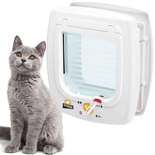 Produktbild: Ferplast Magnetische Katzenklappe, Katzentür, Katzenklappe für Katzen, 4-wege steuerbarer Ein- und Ausgang, mit Schutz vor Zugluft, inklusive Magnetanhänger mit Halsband, SWING 7 katzenklappe magnet