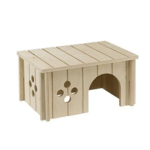 Produktbild: Ferplast Meerschweinchenhaus, Zubehör für Meerschweinchen Käfig, mit Flachdach und Belüftungslöchern, im Bausatz, 26 x 17,3 x H. 13 cm, SIN 4645 Holzhaus für Meerschweinchen