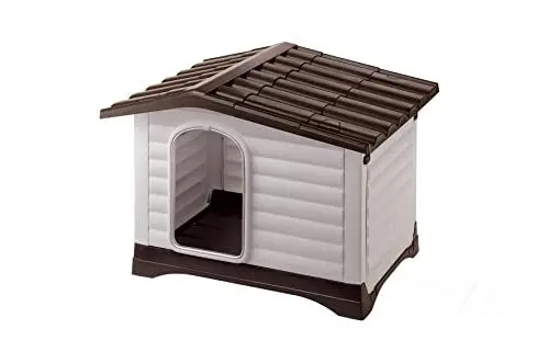 Produktbild: Ferplast Hundehütte DOGVILLA 70, Hundehütte Outdoor, Hundehaus, Seite zum öffnen, Boden zum Abtropfen, Isolierender Boden, Abnehmbares Dach, Lüftungsgitter, Recycelter Kunststoff, 73 x 59 x H 53 cm