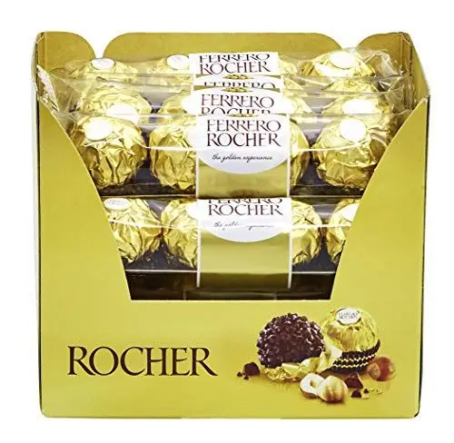 Produktbild: Ferrero Rocher – Knusprig-cremige Nuss-Pralinen-Spezialität – 16 Packungen à 4 Einzelpralinen