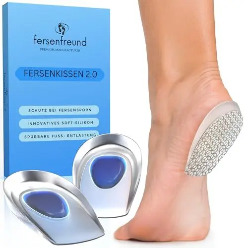 Produktbild: FERSENFREUND© Fersensporn Einlagen - NEU MIT ANTIRUTSCH SOHLE - Fersenkissen Geleinlagen aus 100% ECHTEM SILIKON Fersenkeil Gelkissen für Schuhe Ferse Gel Schuheinlagen Fersenpolster Gelpads (Frauen)