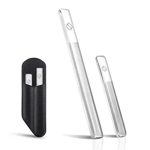 Produktbild: FERYES Glasnagelfeile, Professionelle Glasfeile - 2 Nagelfeile Set Kristallfingernagelpuffer Mit Nanopartikeltechnologie - Mit Leder-Organisationsschlitz