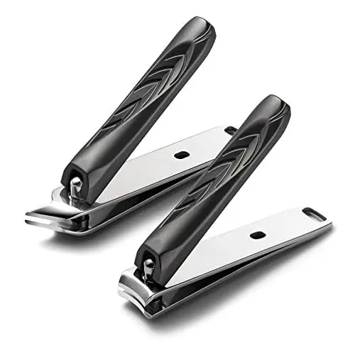 Produktbild: FERYES Nagelknipser, 2 Stück Edelstahl Nagelknipser Set, Gebogene und Abgeschrägte Klinge Nail Clipper Nagelschneider Nagelschere für Fußnägel und Fingernägel, taupe