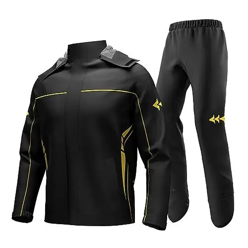 Produktbild: Rain Jacket,Fesjoy Wasserdichter Motorrad-Regenanzug für Männer und Frauen, Radfahren Fahrrad Regenbekleidung, Jacke und Hose mit Aufbewahrungstasche,Regenjacke wasserdicht atmungsaktiv