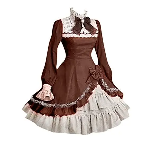 Produktbild: Festliches Sommerkleid Damen Abendkleid Ärmel-Bowtie Spitze Kostüme Langkleid Party Gothic- Frauen Mit Schleife Frauenkleid Mittelalterliche Geschenke Für Trauzeugen Kleidung Damen Sale