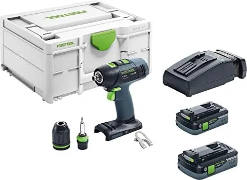 Produktbild: Festool Akku-Bohrschrauber T 18+3 HPC 4,0 I-Plus (mit Akkupacks BP 18 Li 4,0, Schnellladegerät, Werkzeugfutter, Magnet-Bithalter, Schnellspannbohrfutter, Bit, Gürtelclip), im Systainer