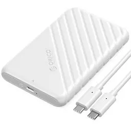 Produktbild: Festplattengehäuse 2,5 Zoll, ORICO 6Gbps USB C 3.1 Gen 1 Festplatten Gehäuse für 9.5mm 7mm 2.5 Zoll SATA SSD HDD, UASP Trim unterstützt, mit USB 3.1 Kabel, Werkzeugloses Externe SSD Gehäuse(Weiß)