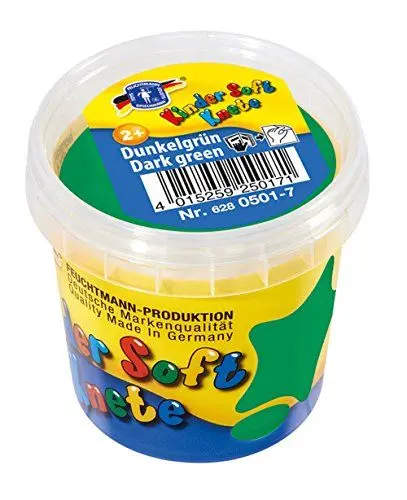 Produktbild: Feuchtmann 628.0501-7 - Kinder Soft Knete, lufttrocknende Modelliermasse in Dunkelgrün, ca. 150 g, als Geschenk für kreatives Spielen