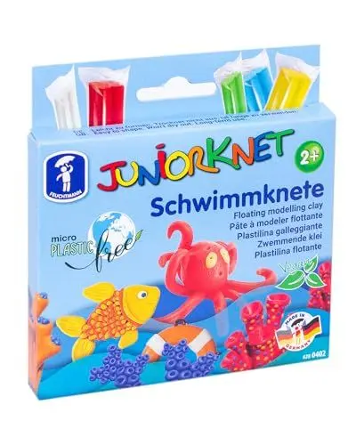 Produktbild: Feuchtmann JUNiORKNET Schwimmknete | weiche Kinderknete zum Spielen im Wasser | vegane glutenfreie Spielknete | Nicht trocknende Knete | ungiftige Modelliermasse für Kinder ab 2 Jahren