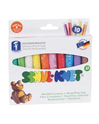 Produktbild: Feuchtmann SCHUL-KNET | Basic Knetset 10 x 18g Kinderknete in Stangen | vegane glutenfreie Spielknete | nicht trocknende Knete | ungiftige Modelliermasse