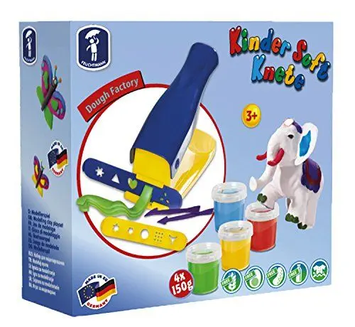 Produktbild: Feuchtmann Spielwaren 6280543 - Kinder Soft Knete Set Knetpresse mit Zubehör, Knete, Ausstechförmchen und Modellierwerkzeugen