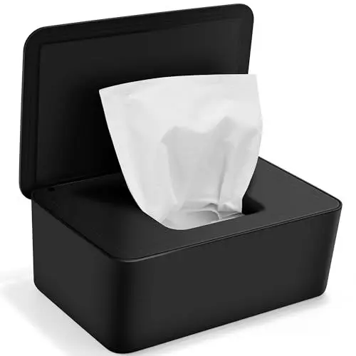Produktbild: Feuchttücher Box Baby mit Deckel, Feuchttücher Box für Baby, Box für Feuchttücher, Baby Feuchttuchbox Schwarz, Box für Feuchtes Toilettenpapier, Box Feuchttücher für Zuhause und Büro