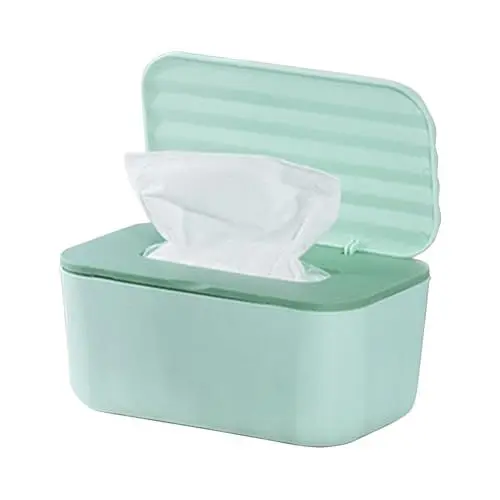 Produktbild: Feuchttücher Box mit Deckel, Feuchttücherspender zur Aufbewahrung, Versiegelte Tücherbox für Feuchtes Toilettenpapier und Kosmetiktücher, Ideal für Bad, Büro, Auto, Reise(Grün)