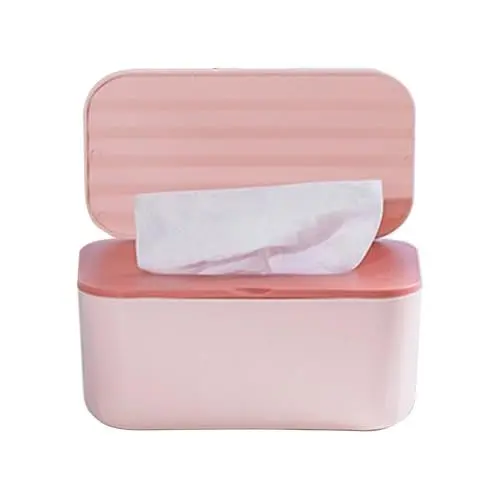 Produktbild: Feuchttücher Box mit Deckel, Feuchttücherspender zur Aufbewahrung, Versiegelte Tücherbox für Feuchtes Toilettenpapier und Kosmetiktücher, Ideal für Bad, Büro, Auto, Reise(Rosa)