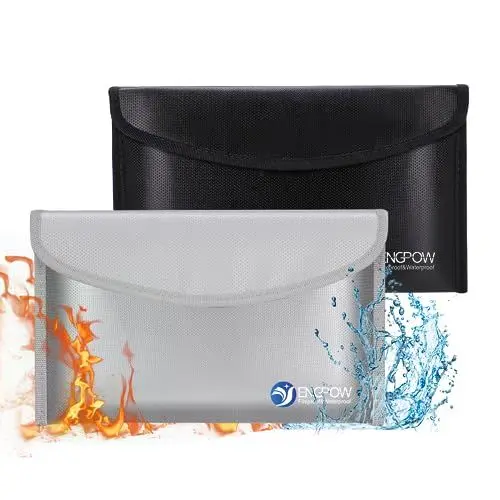 Produktbild: Feuerfeste Tasche 2 Stück Dokumententasche Feuerfeste Geldkassette 27 x17CM Klein Banktasche Geldtaschen Geldaufbewahrung A5 Tasche Dokumententasche für Geld,Rechnungen,Vertrag,Reisepass,Führerschein