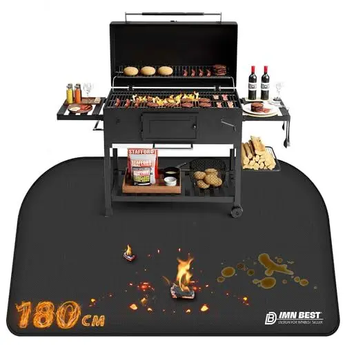 Produktbild: ImnBest Feuerfeste Unterlage 180x100cm, Faltbare Grillmatte Bodenschutz Grillunterlage, Silikon-Glasfaser Hitzebeständige Wasserbeständige Grillmatte für BBQ Grills, Kamin, Boden, Rasen und Camping