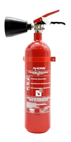 Produktbild: Feuerlöscher 2kg CO2 Kohlendioxid EDV geeignet EN3 inkl. ANDRIS® Prüfnachweis mit Jahresmarke