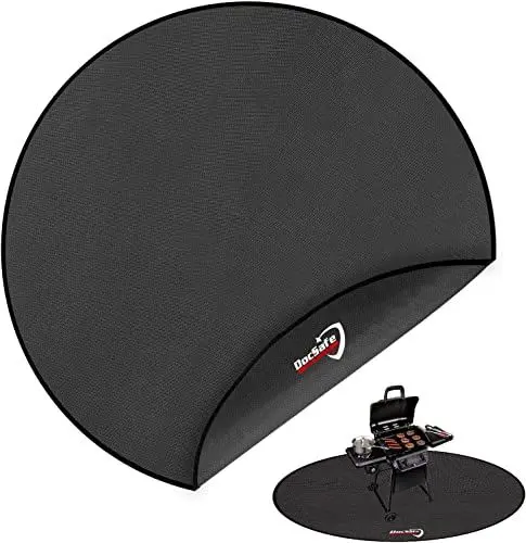 Produktbild: Feuerschale Matte Hitzeschutzmatte Rund Feuerfeste BBQ Grills Matte 38''(96cm) Splatter Protector Pad für Boden,Terrasse, Deck,Rasen,Camping,Faltbare Wasserbeständige Feuerstelle Zubehör