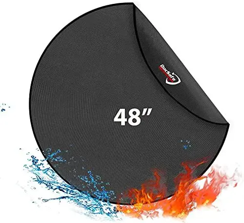 Produktbild: Feuerschale Matte Hitzeschutzmatte Rund Feuerfeste BBQ Grills Matte 48 ''(122cm) Splatter Protector Pad für Boden,Terrasse, Deck,Rasen,Camping,Faltbare Wasserbeständige Feuerstelle Zubehör